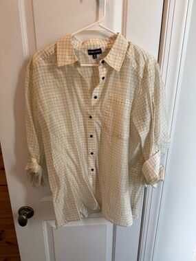 Modern Works Cream Grid Button-Up Shirt